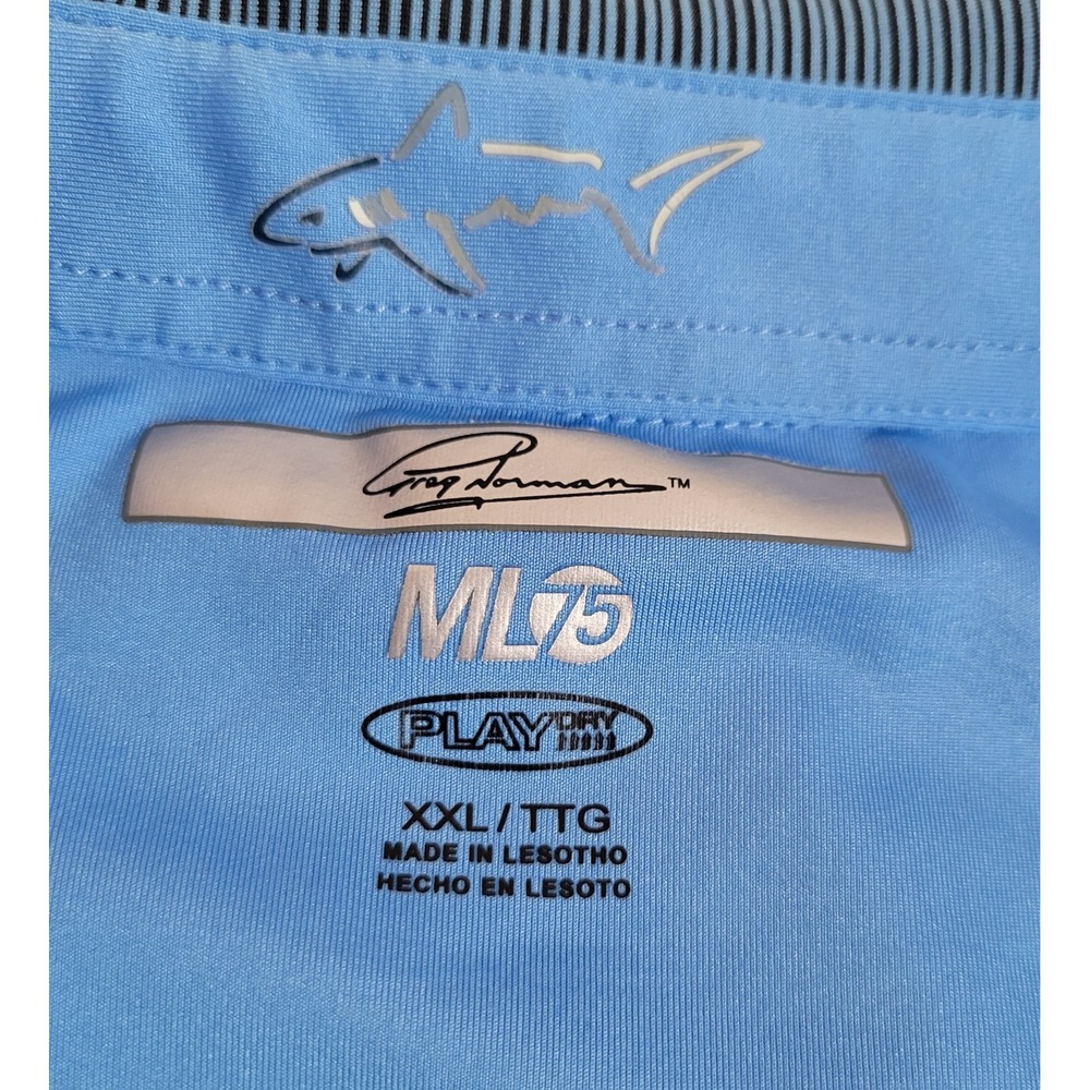 Greg‎ Norman Shirt Blue Size 2XL XXL Striped Short Sleeve Polo Golf Men's 1140 - Picture 3 of 5